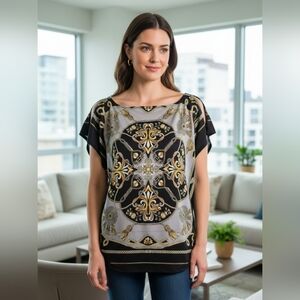 Chic Women's Black and Gold Blouse